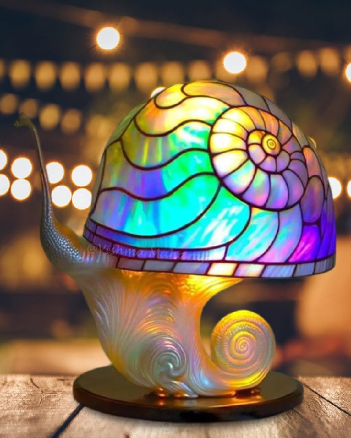 Mushroom Stained-Glass Table Lamp