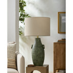 Hand-Painted Green Ceramic Table Lamp