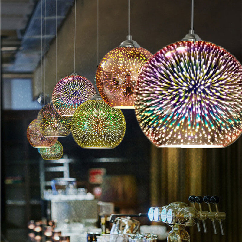 3D Fireworks Glass Dome Pendant Light