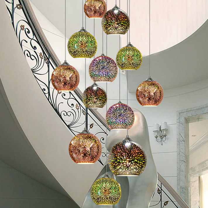 3D Fireworks Glass Dome Pendant Light