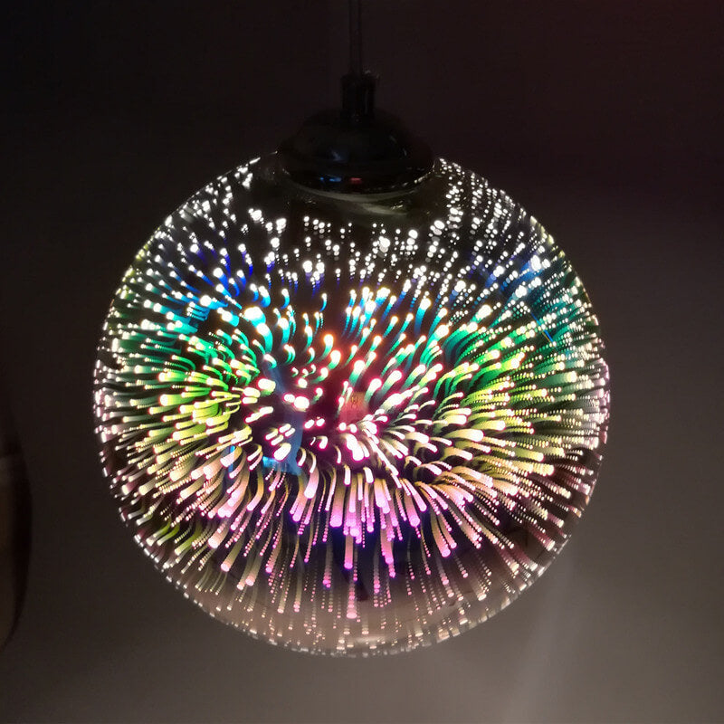 3D Fireworks Glass Dome Pendant Light