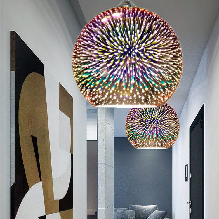3D Fireworks Glass Dome Pendant Light