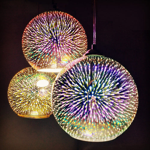 3D Fireworks Glass Dome Pendant Light