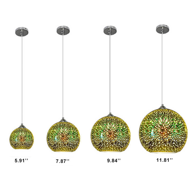 3D Fireworks Glass Dome Pendant Light