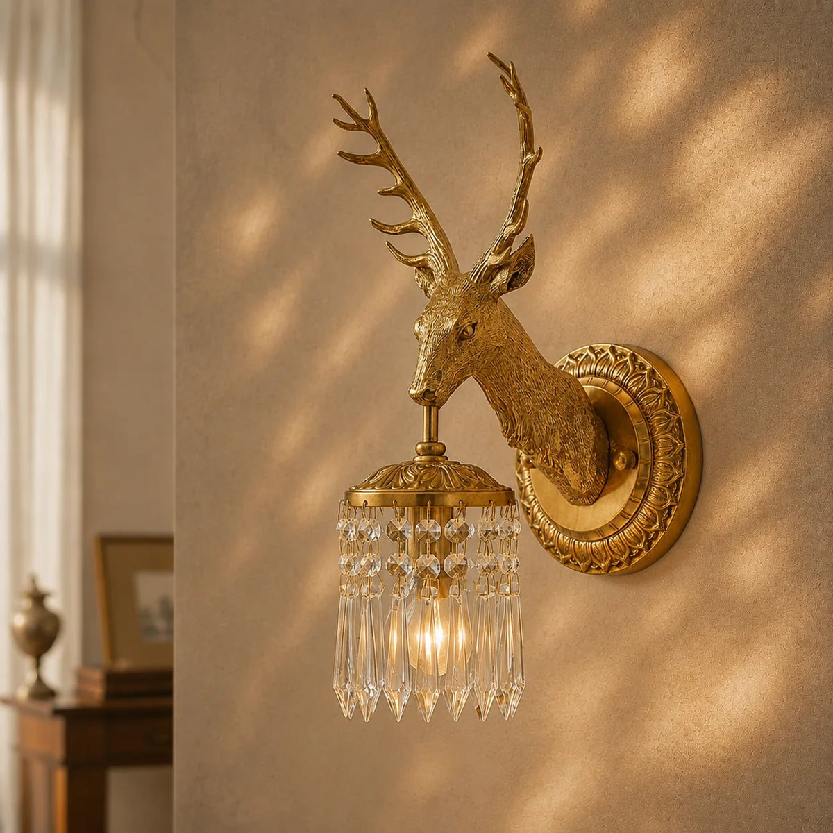 Alaric Stag Crystal Wall Sconce