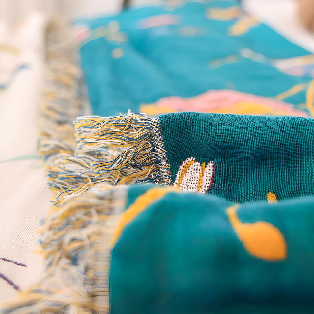 Whimsical Bird Cotton Blanket