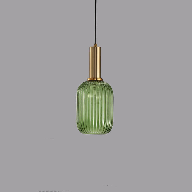Striped Glass Lantern Pendant Light