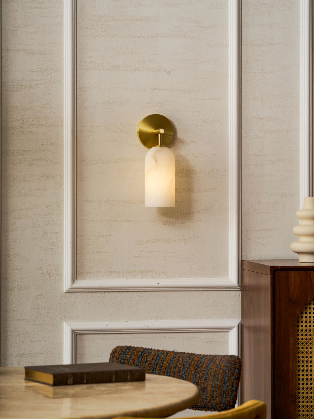 Alabaster Pillar Wall Sconce