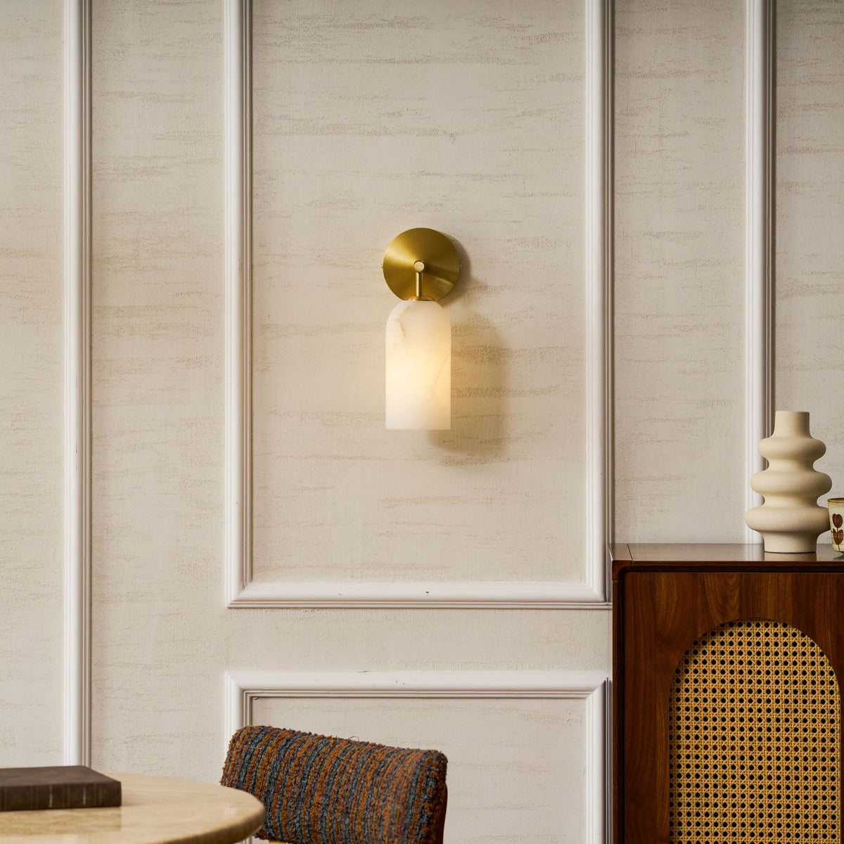 Alabaster Pillar Wall Sconce
