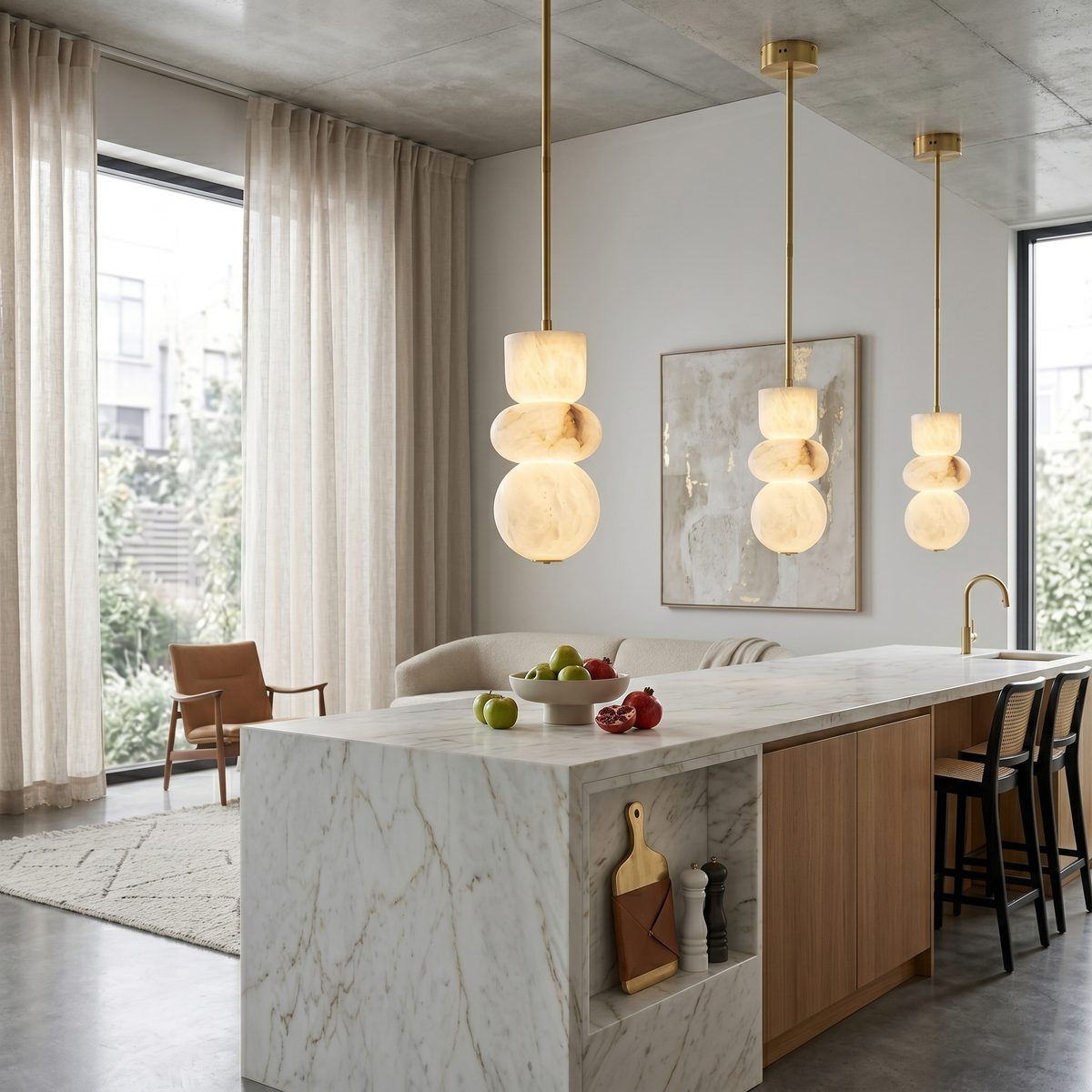 Alabaster Totem Pendant Light