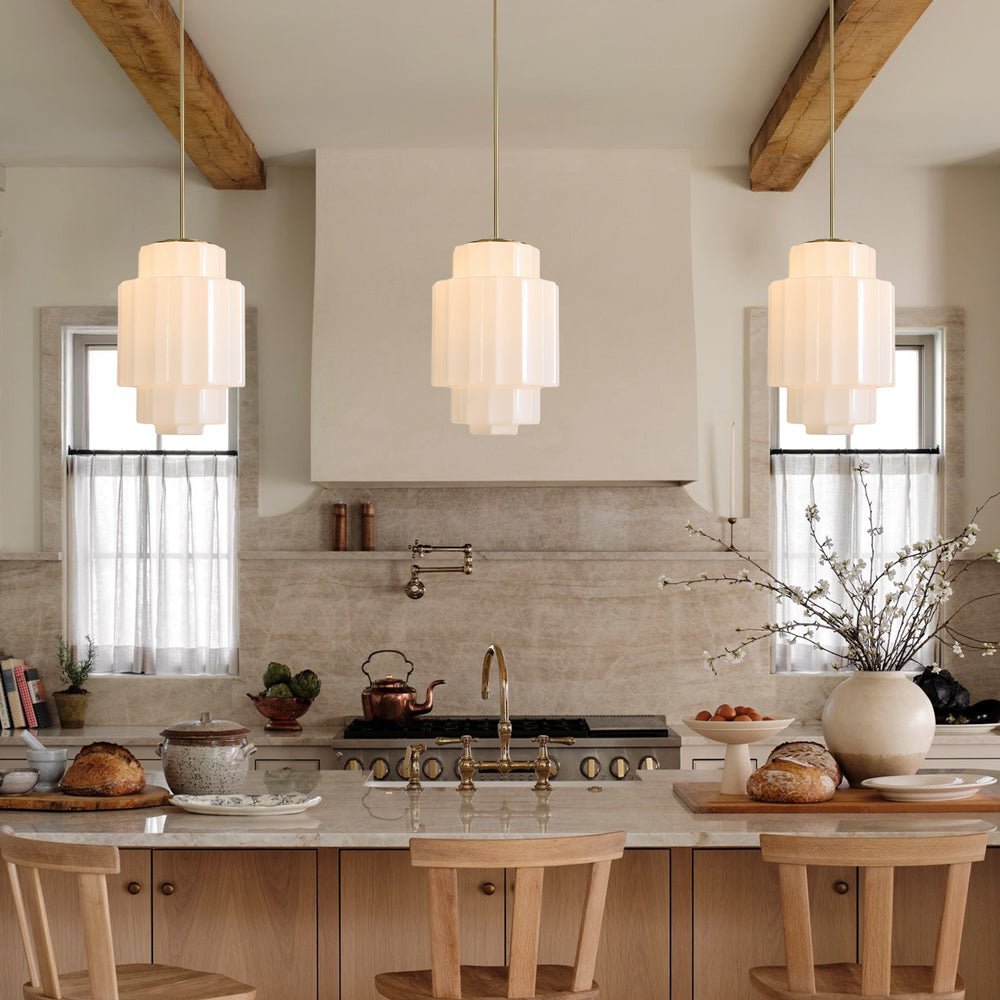 Tiered Opal Glass Pendant Light