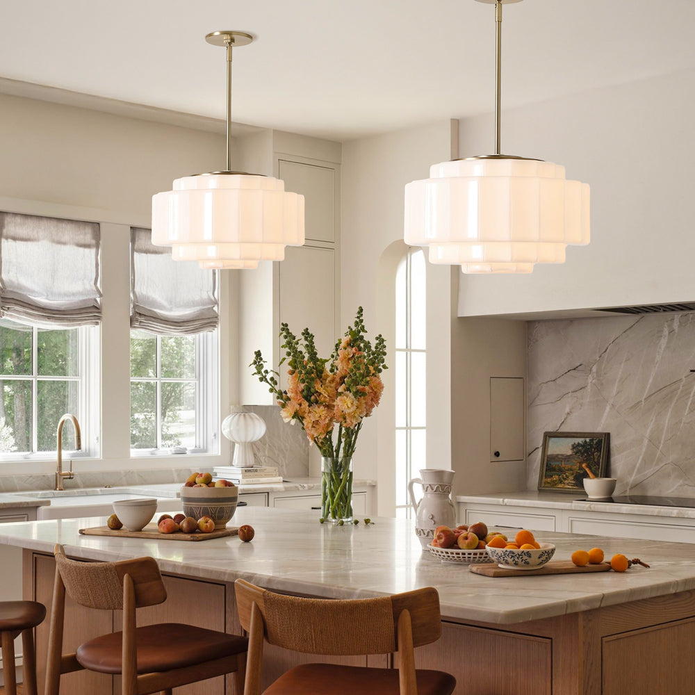 Tiered Opal Glass Pendant Light