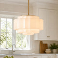 Tiered Opal Glass Pendant Light