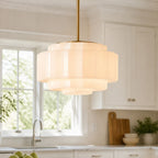Tiered Opal Glass Pendant Light