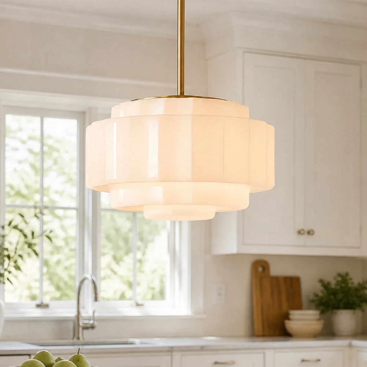 Tiered Opal Glass Pendant Light