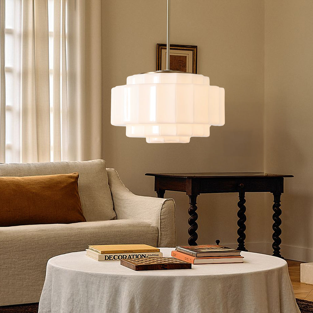 Tiered Opal Glass Pendant Light