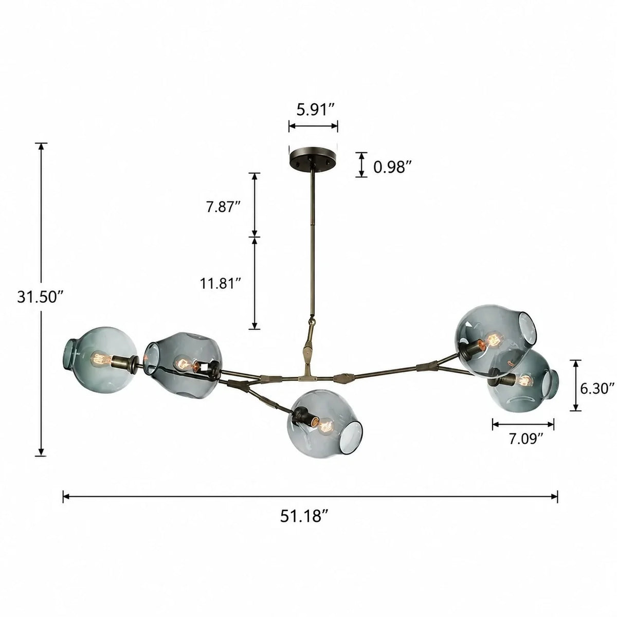 Arlo Branching Bubble Glass Chandelier