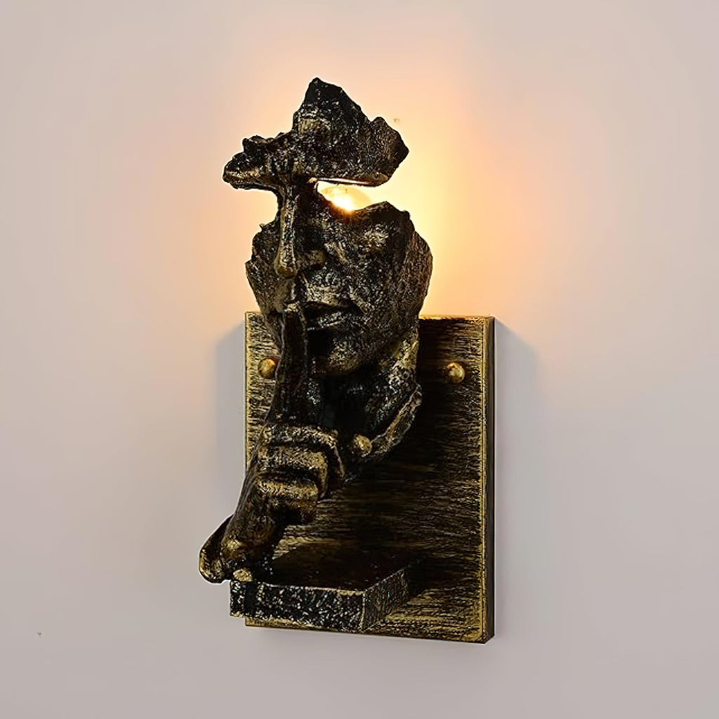 Human Face Sculptural Wall Lamp