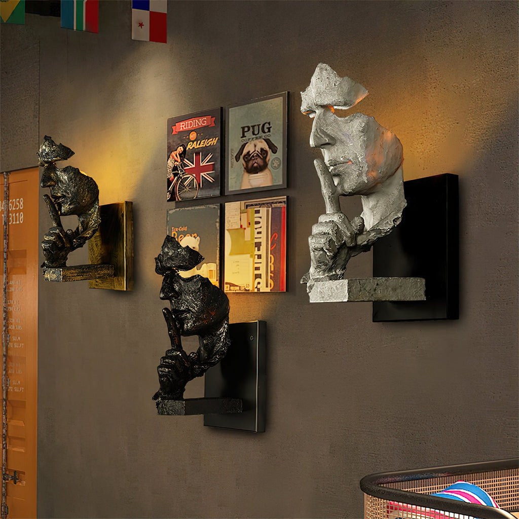 Human Face Sculptural Wall Lamp