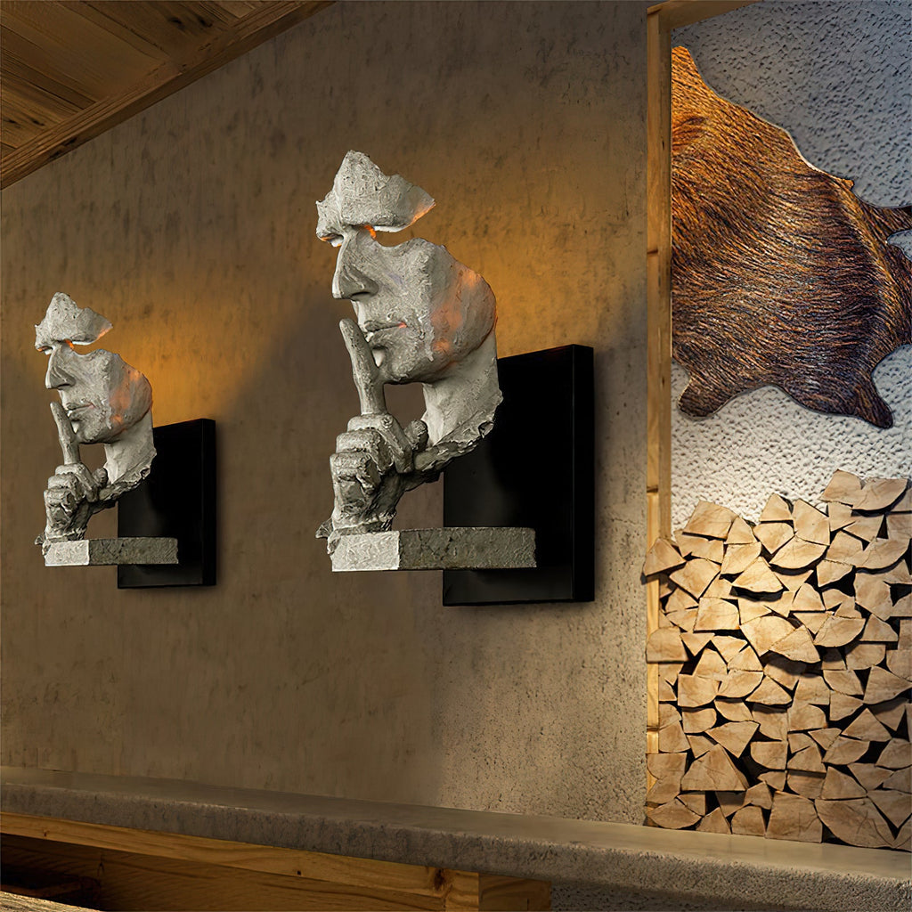 Human Face Sculptural Wall Lamp