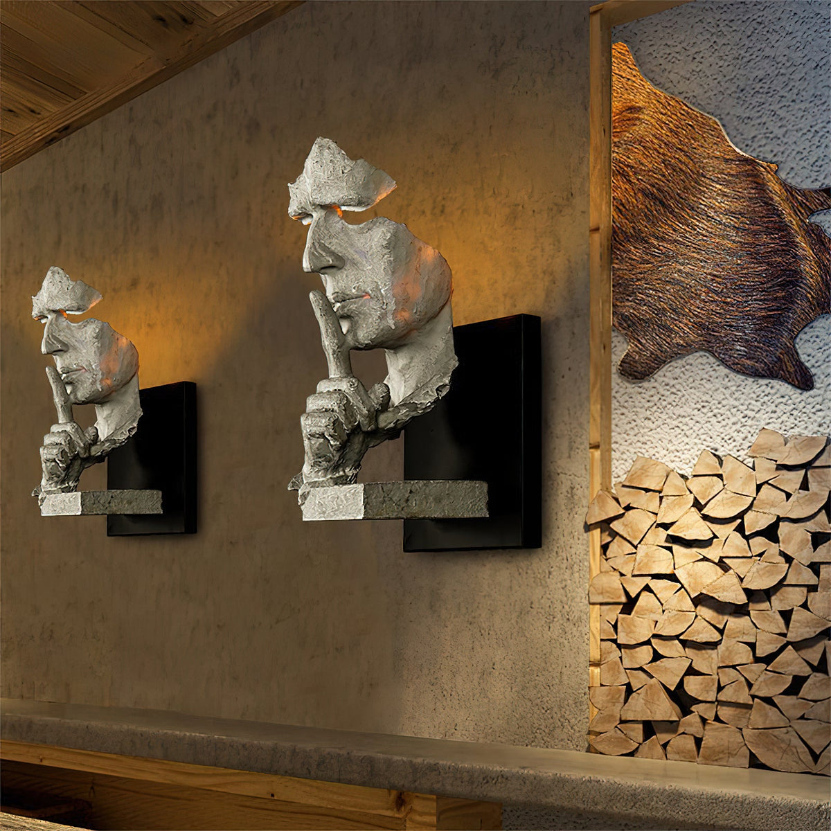 Human Face Sculptural Wall Lamp
