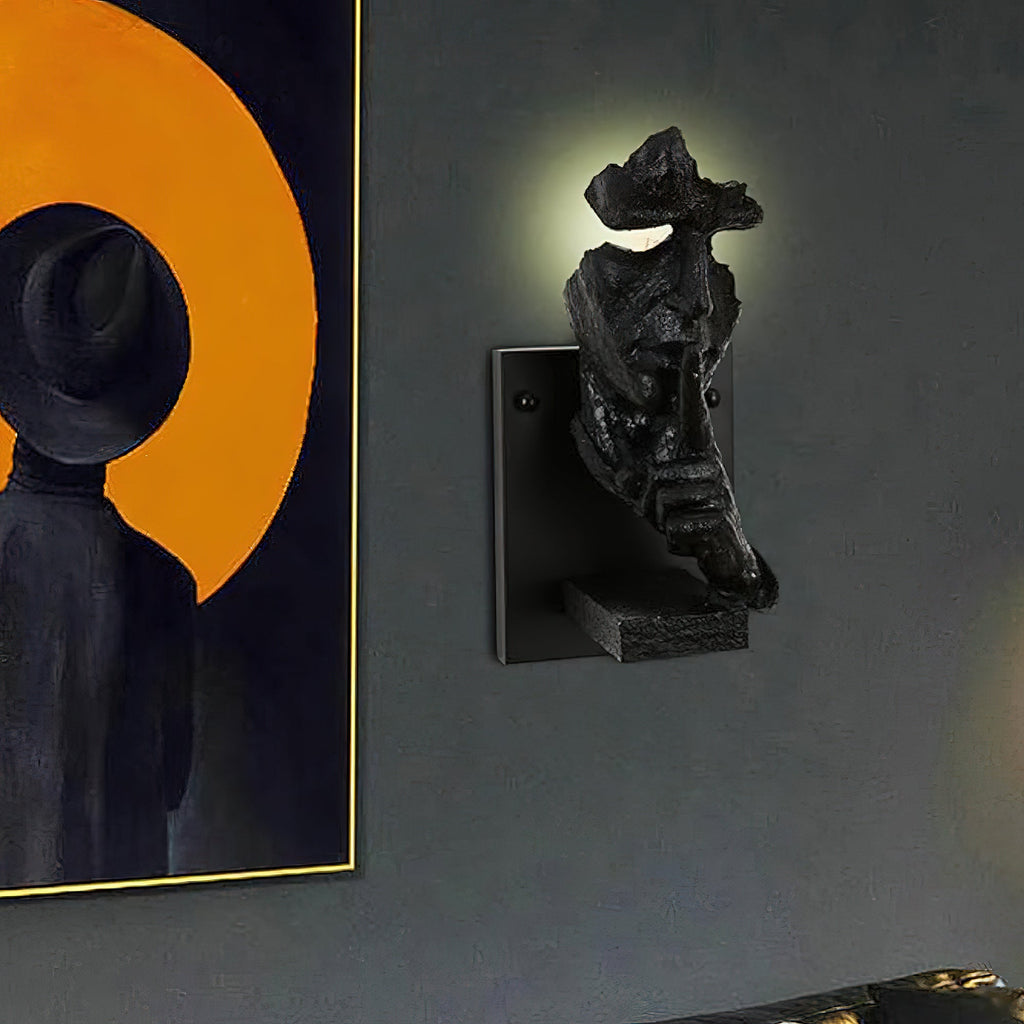 Human Face Sculptural Wall Lamp