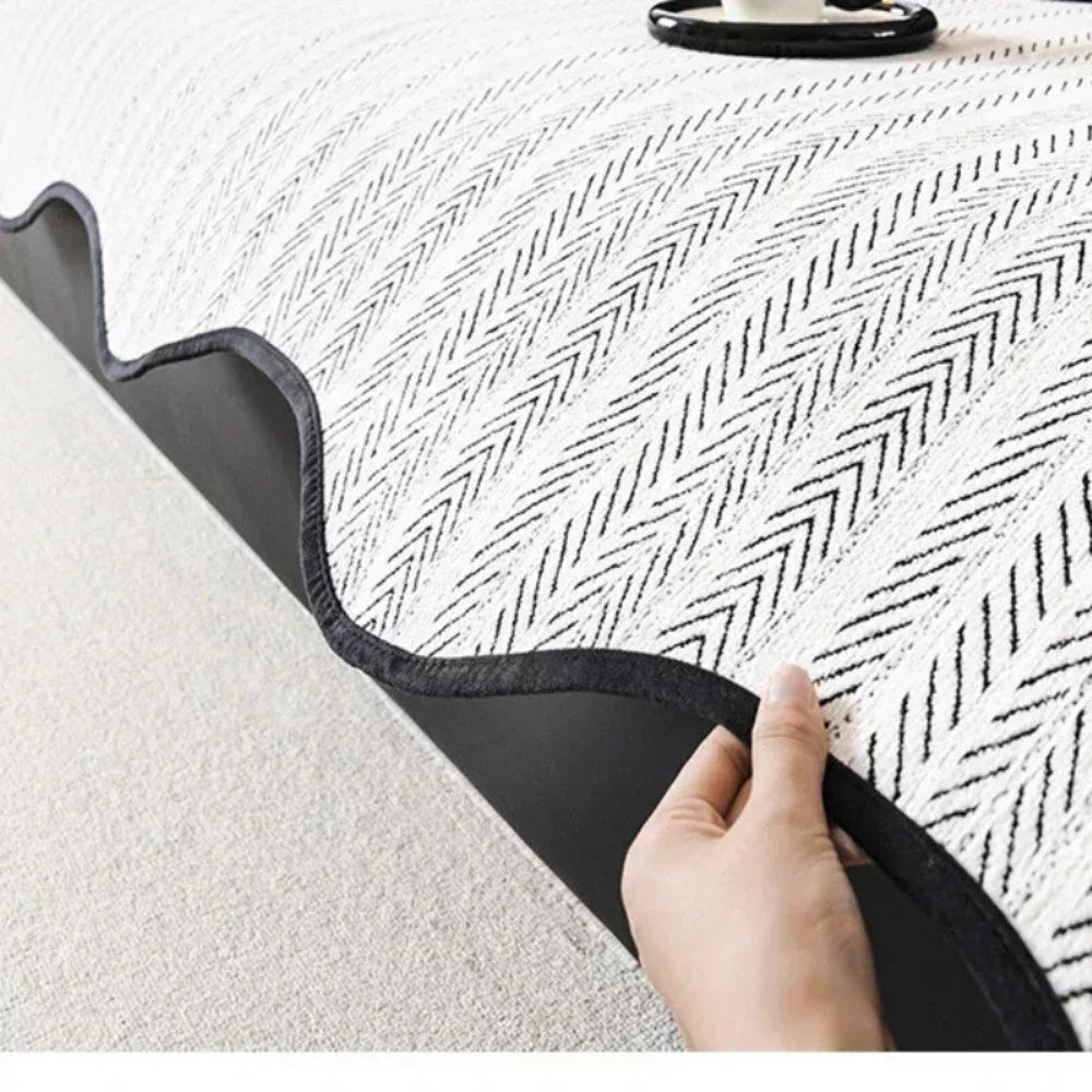 Herringbone Scallop Sofa Cover