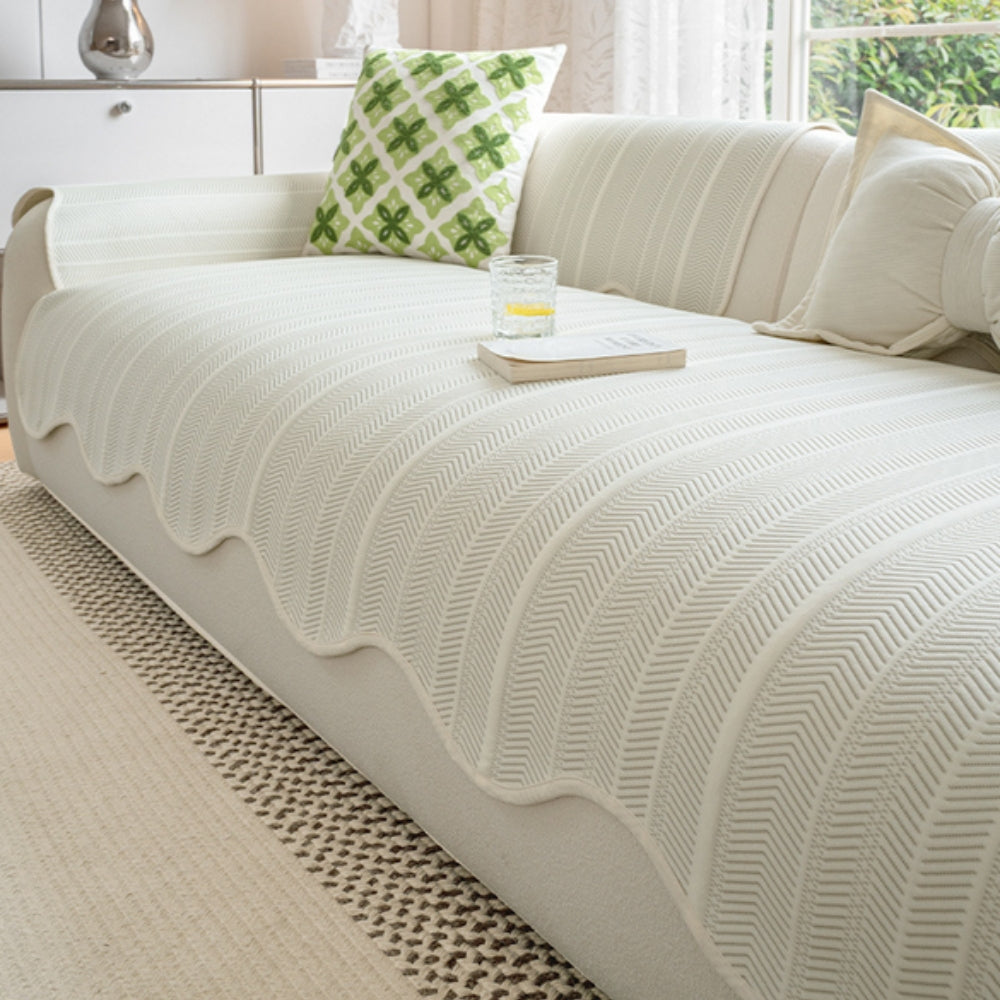 Herringbone Scallop Sofa Cover
