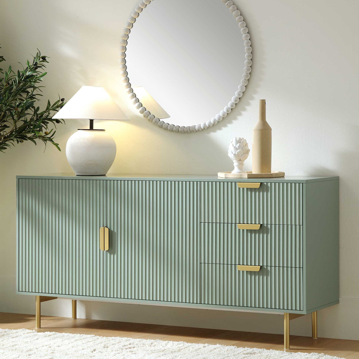 Richmond Ridged Sideboard – Sage Green