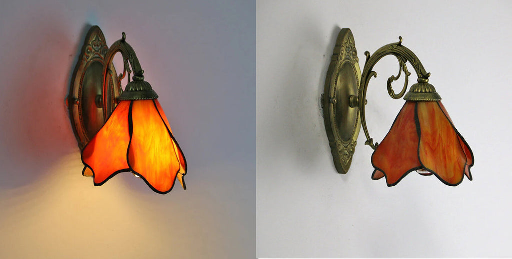 Tiffany Petal Stained Glass Wall Sconce
