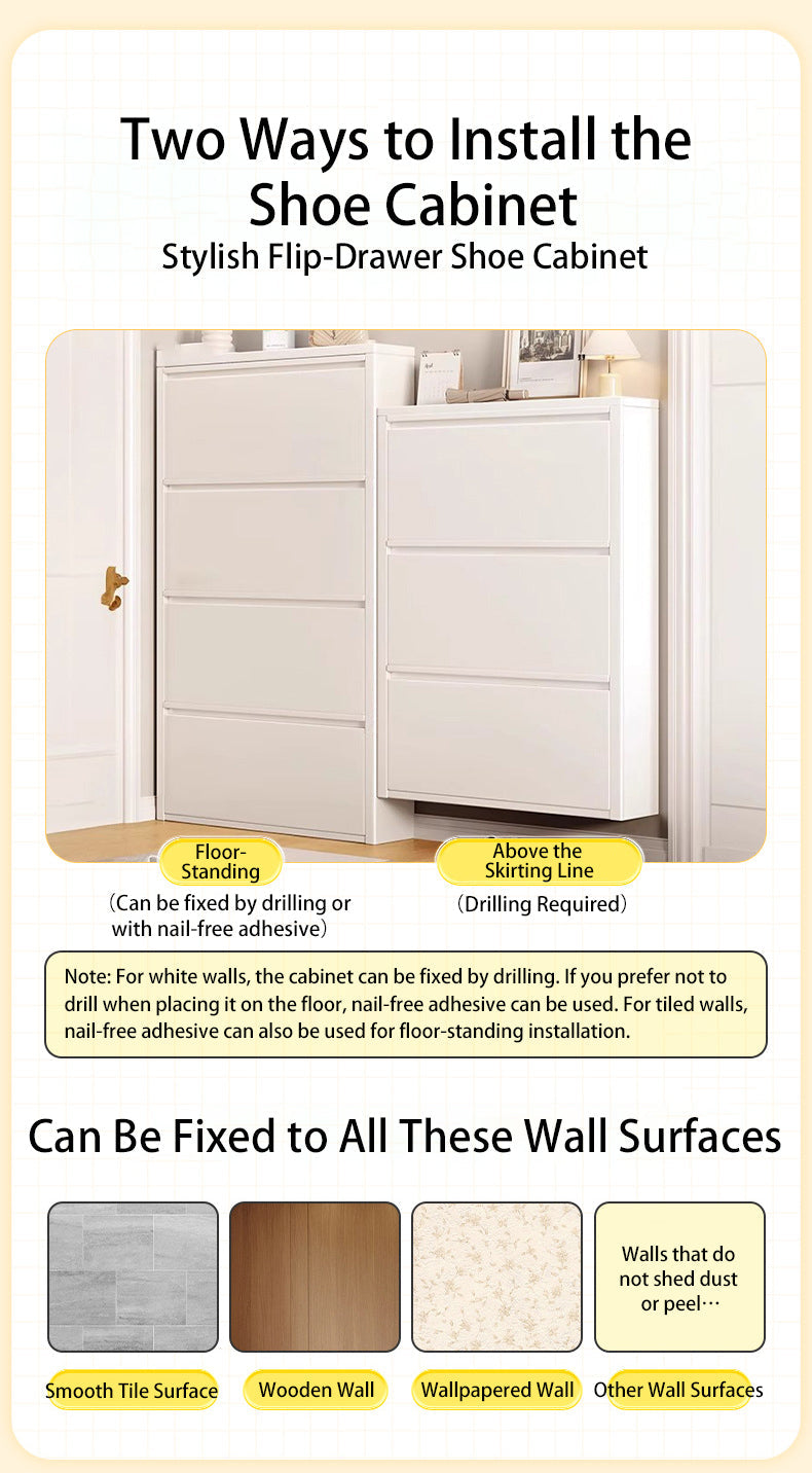 Slim Flip-Door Shoe Cabinet
