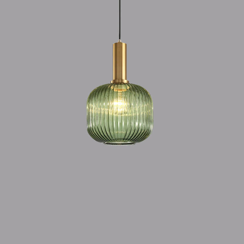 Striped Glass Lantern Pendant Light