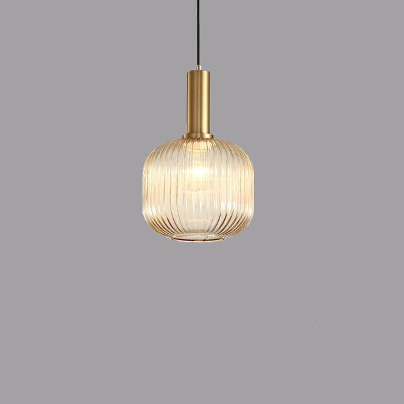 Striped Glass Lantern Pendant Light