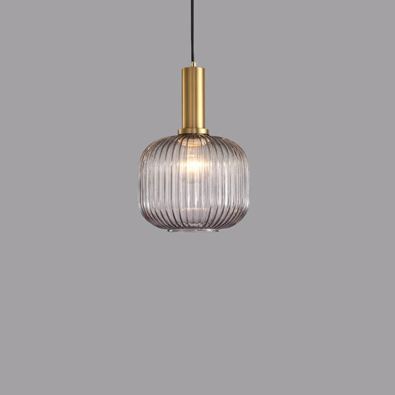 Striped Glass Lantern Pendant Light