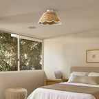Scallop Rattan Flush Mount Ceiling Light