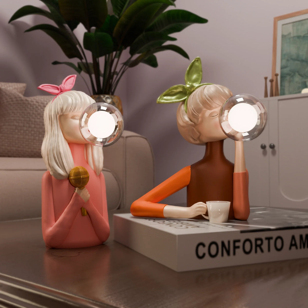 Bubble Girls Glass Table Lamp