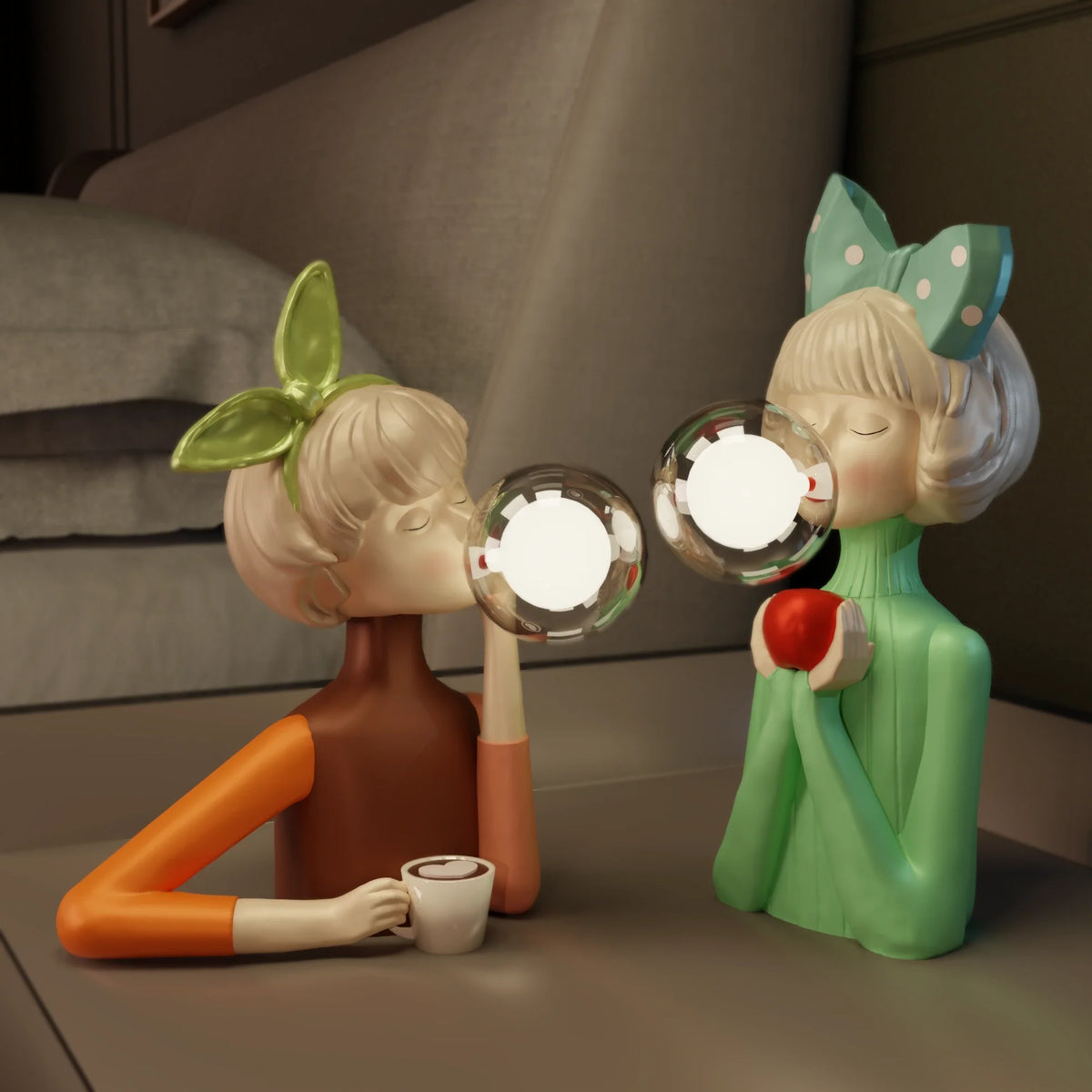Bubble Girls Glass Table Lamp