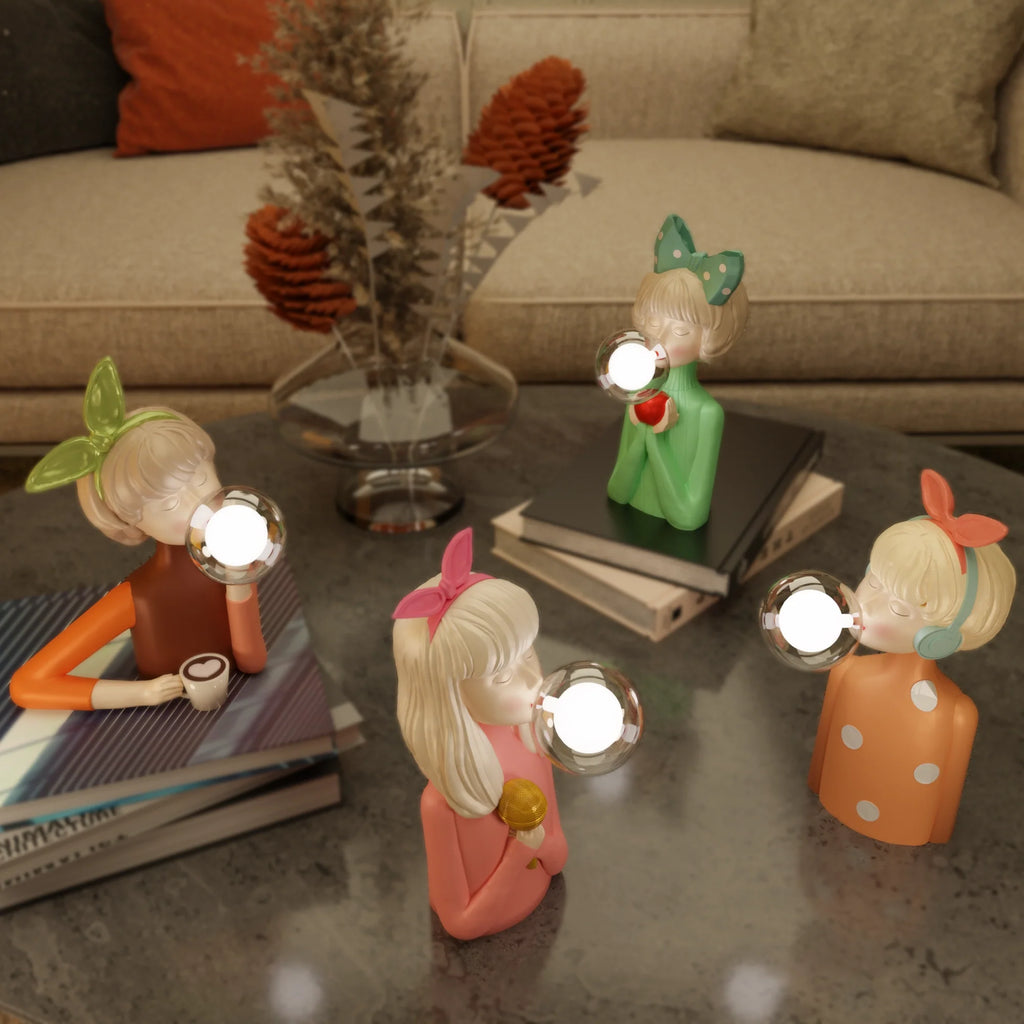 Bubble Girls Glass Table Lamp