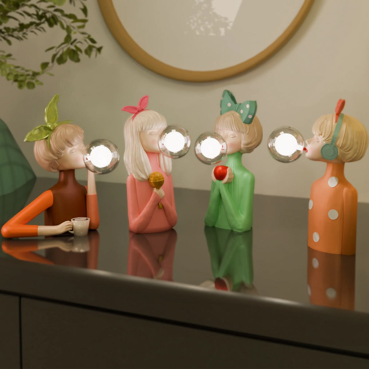 Bubble Girls Glass Table Lamp