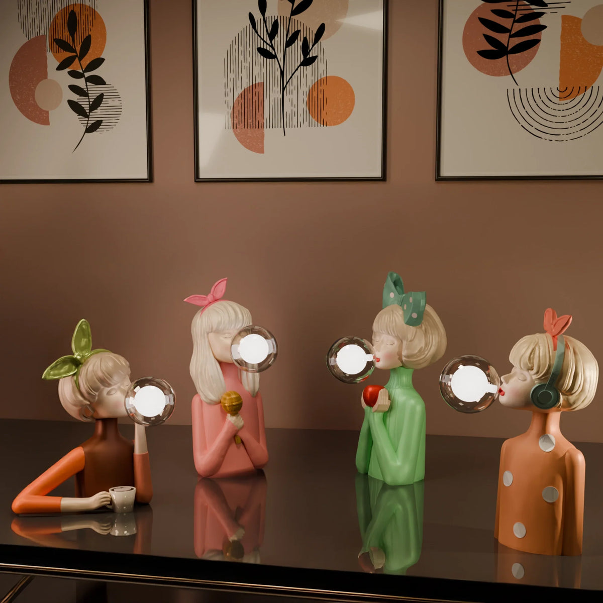 Bubble Girls Glass Table Lamp