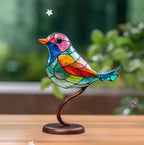 Stained Glass Bird Window Decor