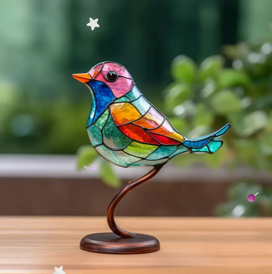 Stained Glass Bird Window Decor