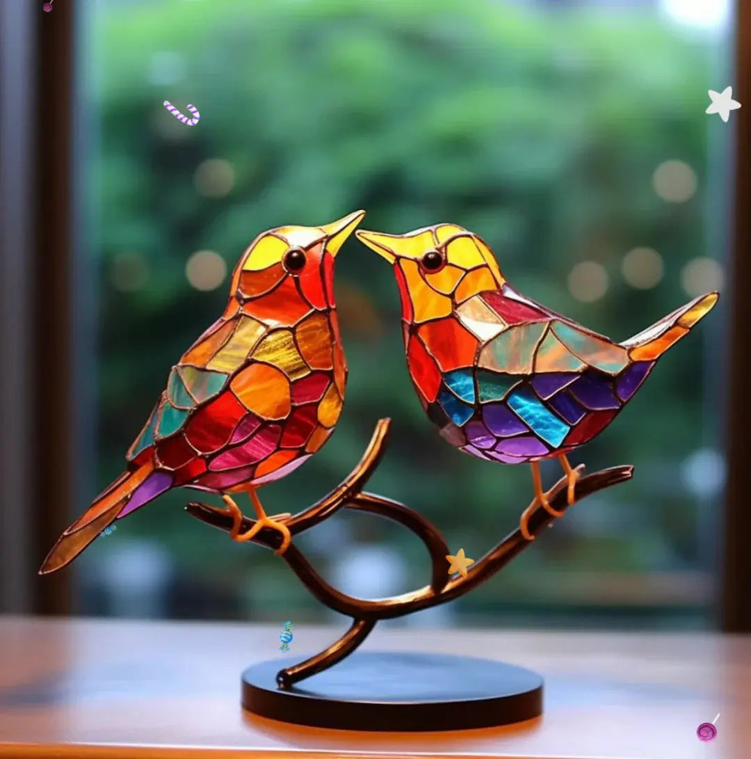 Stained Glass Bird Window Decor