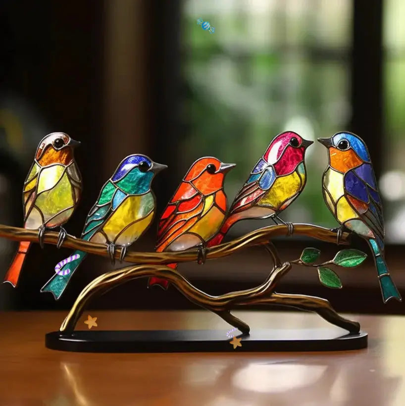Stained Glass Bird Window Decor