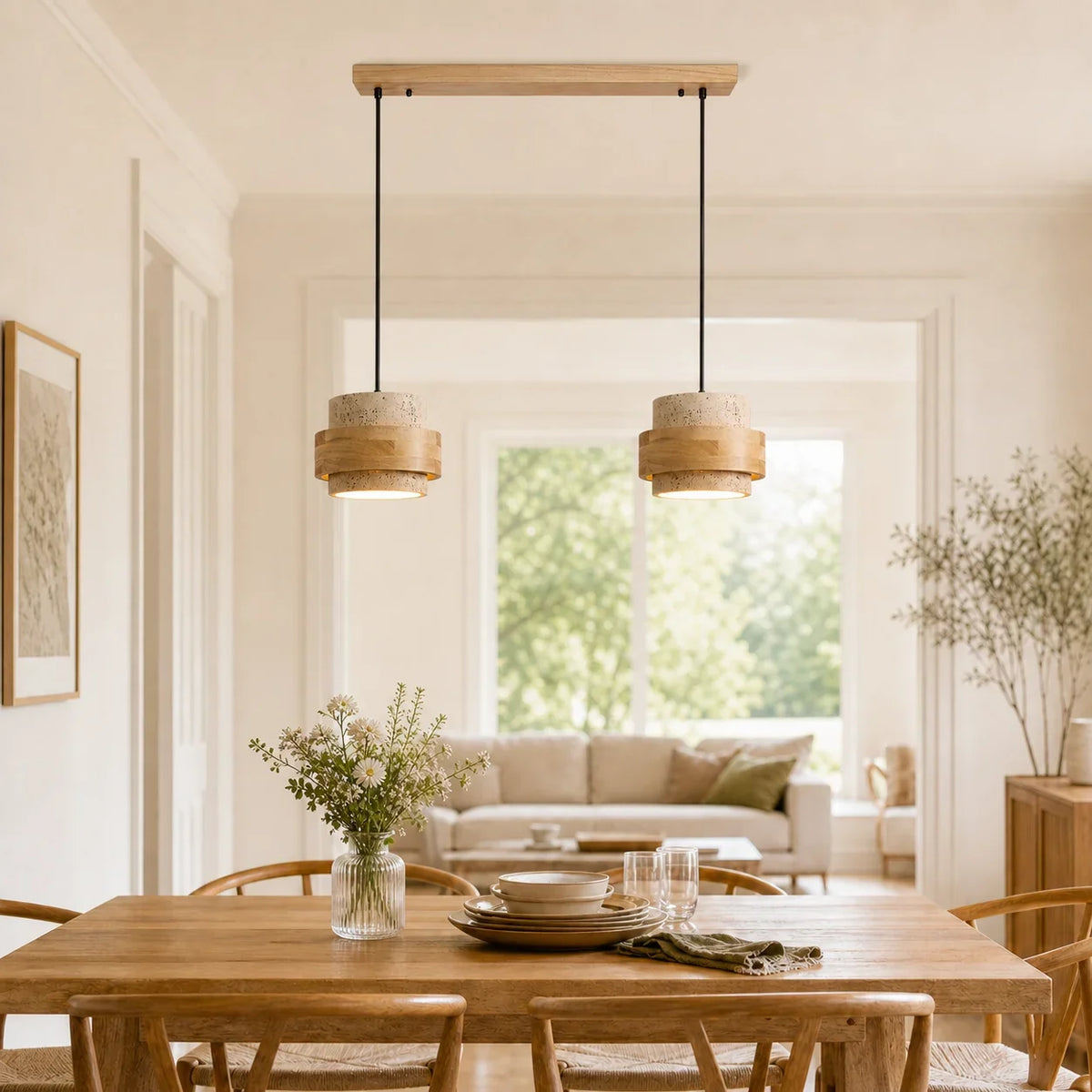 Callan Wabi-Sabi Travertine Pendant Light