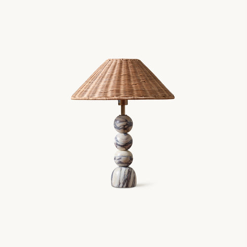 Carroll Marble & Rattan Table Lamp