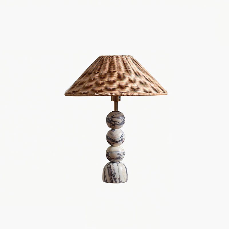 Carroll Marble & Rattan Table Lamp