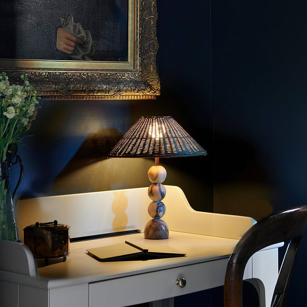 Carroll Marble & Rattan Table Lamp