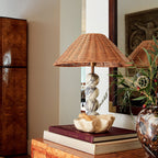 Carroll Marble & Rattan Table Lamp