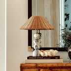 Carroll Marble & Rattan Table Lamp
